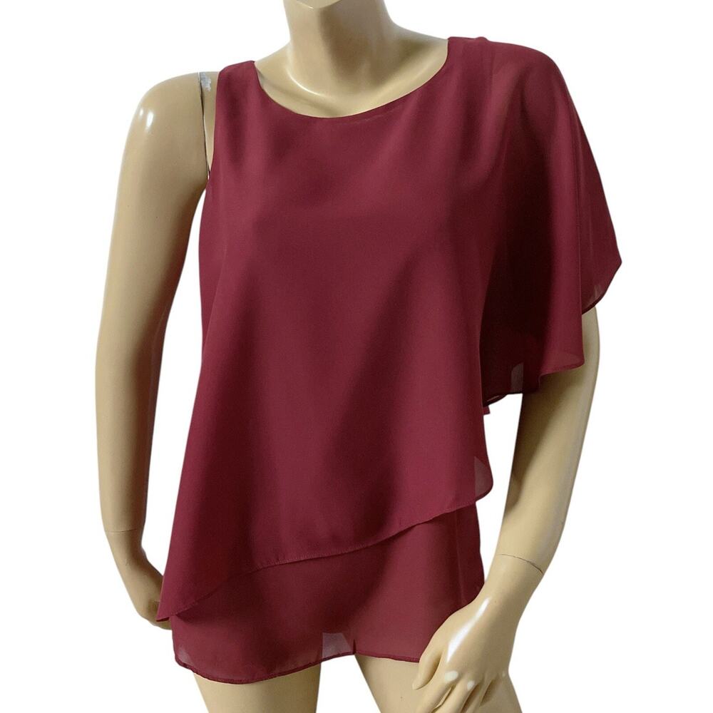 THE LIMITED Womens Size XS Burgundy Red Batwing Sleeve Scoop Neck Shirt Top